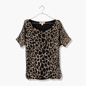 Michael Kors Honeycomb Sequin Embellished Tee M